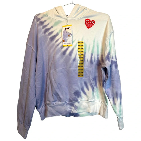 Wildfox Light Blue Periwinkle Tie Dye Ombre Hoodie size Medium - Picture 3 of 5